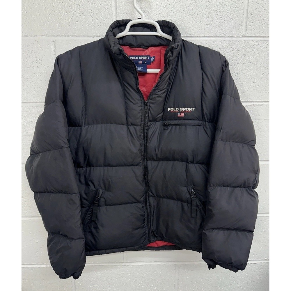 VINTAGE Polo Jeans Company Ralph Lauren Mens Black Puffer Down Fill / Medium